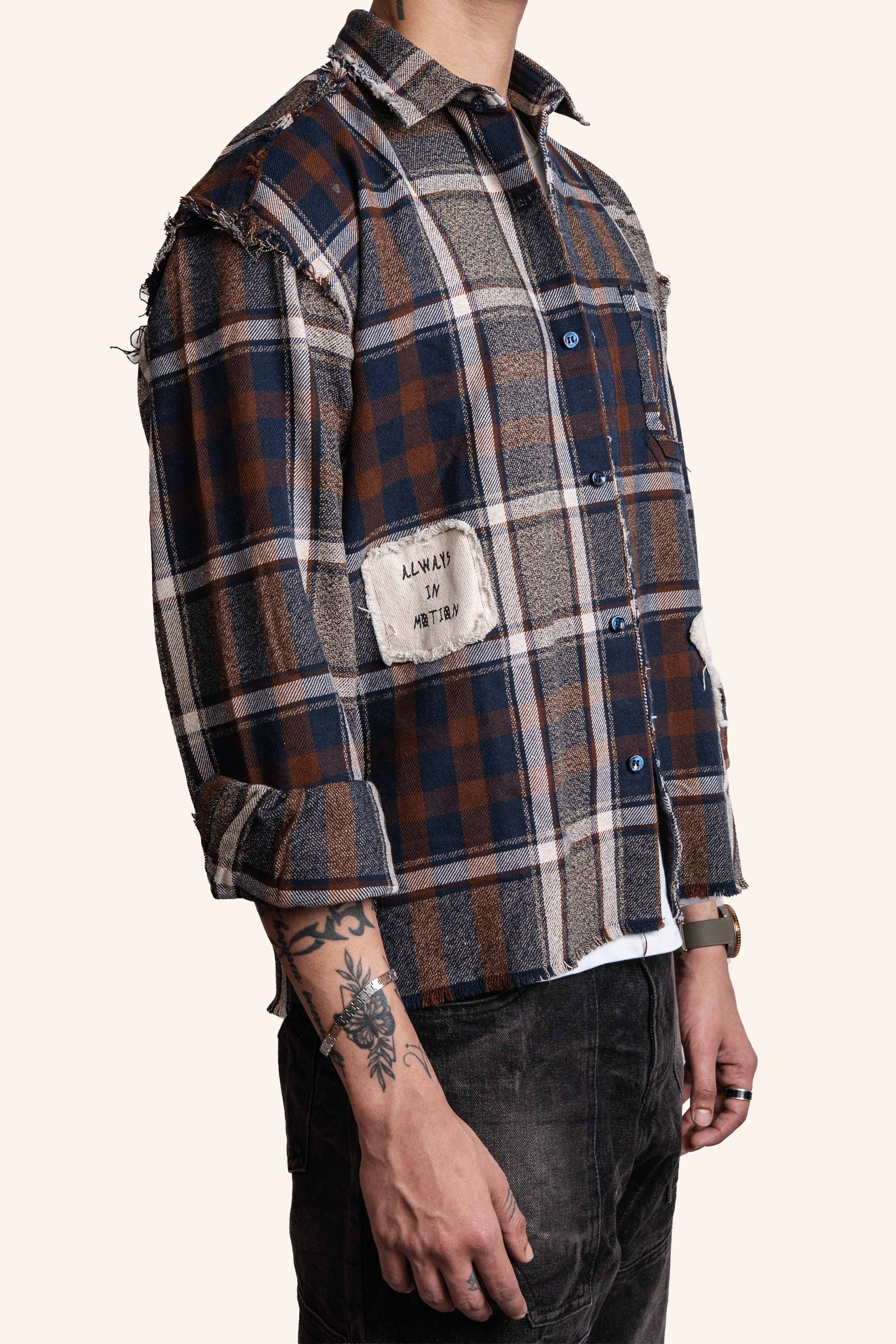 DRO JOURNEY FLANNEL - EARTH BROWN PLAID