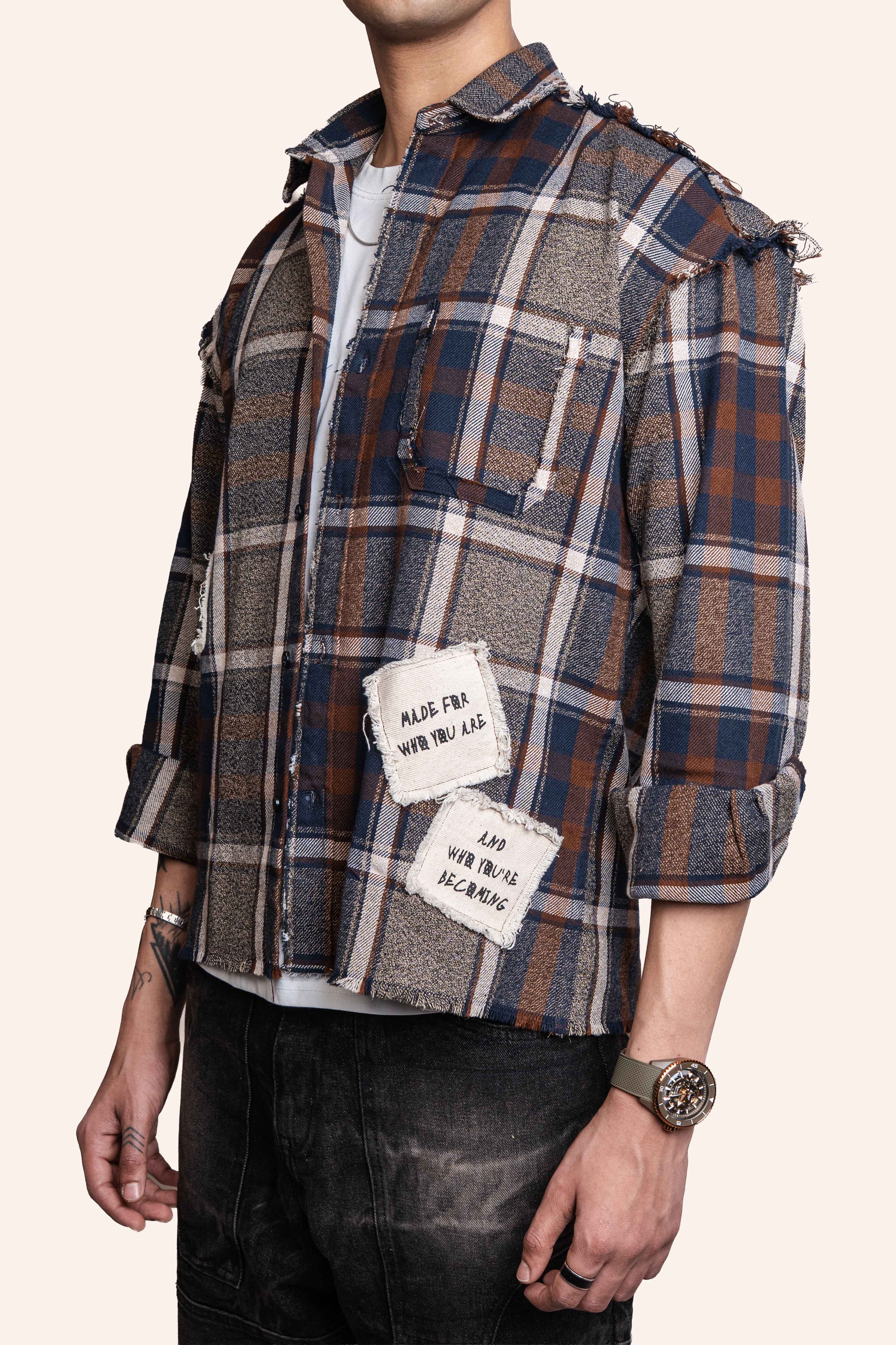 DRO JOURNEY FLANNEL - EARTH BROWN PLAID