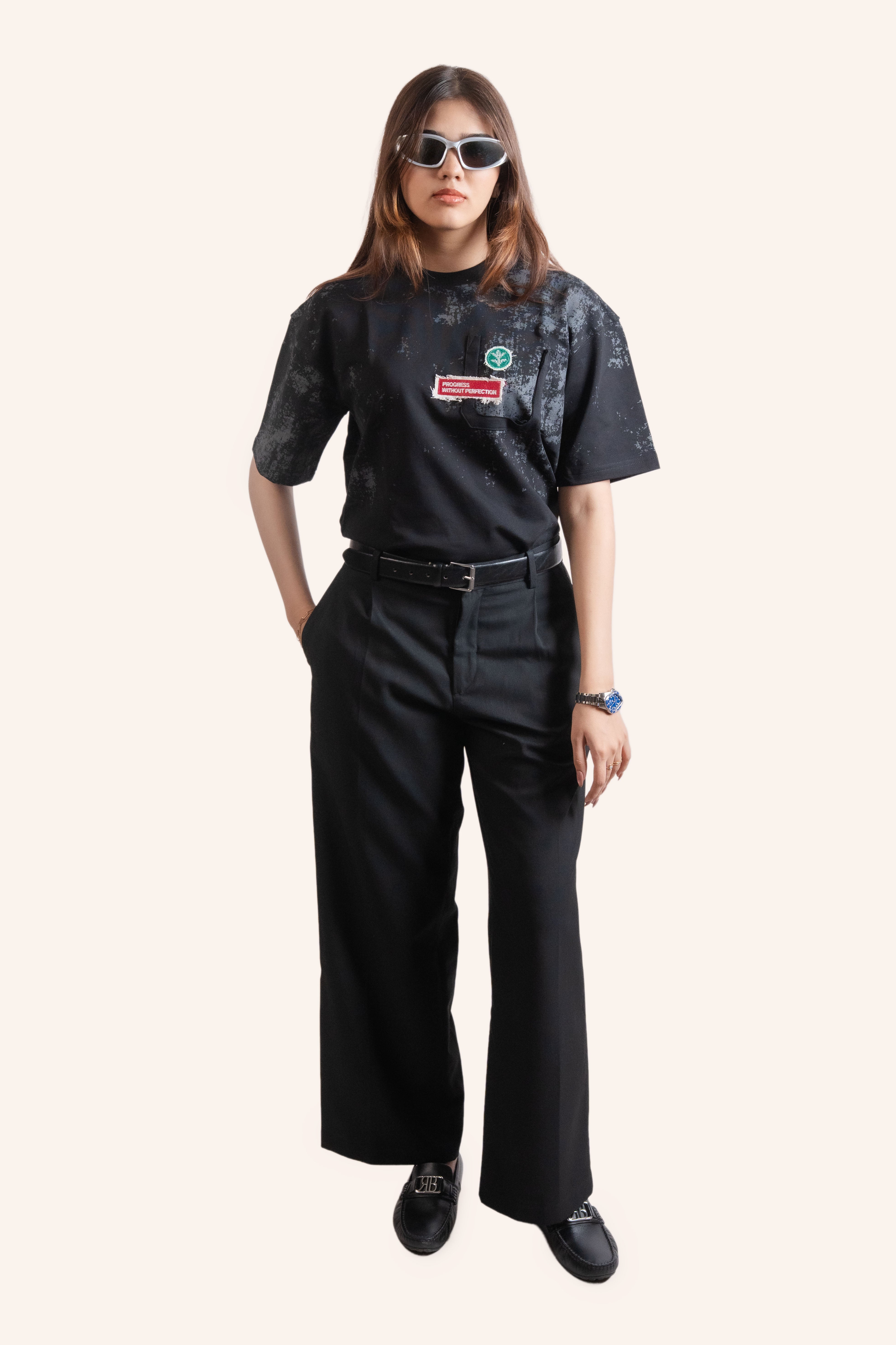 DRO WOVEN PROGRESS TEE - CHARCOAL