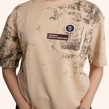 DRO WOVEN PROGRESS TEE - PEBBLE
