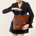 THE CONVERTIBLE WORK BAG : HANDBAG, BACKPACK TO SHOULDER TOTE - MOCHA ELEGANCE STROKES GALLERY