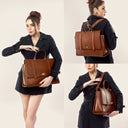 THE CONVERTIBLE WORK BAG : HANDBAG, BACKPACK TO SHOULDER TOTE - MOCHA ELEGANCE STROKES GALLERY