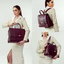 THE CONVERTIBLE WORK BAG : HANDBAG, BACKPACK TO SHOULDER TOTE - BURGUNDY BELLE STROKES GALLERY