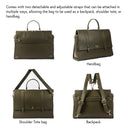 THE CONVERTIBLE WORK BAG : HANDBAG, BACKPACK TO SHOULDER TOTE - OLIVE OPULENCE STROKES GALLERY