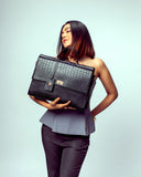 COMPACT CONVERTIBLE WORK BAG FOR 14" LAPTOPS - CHARCOAL CHIC STROKES GALLERY