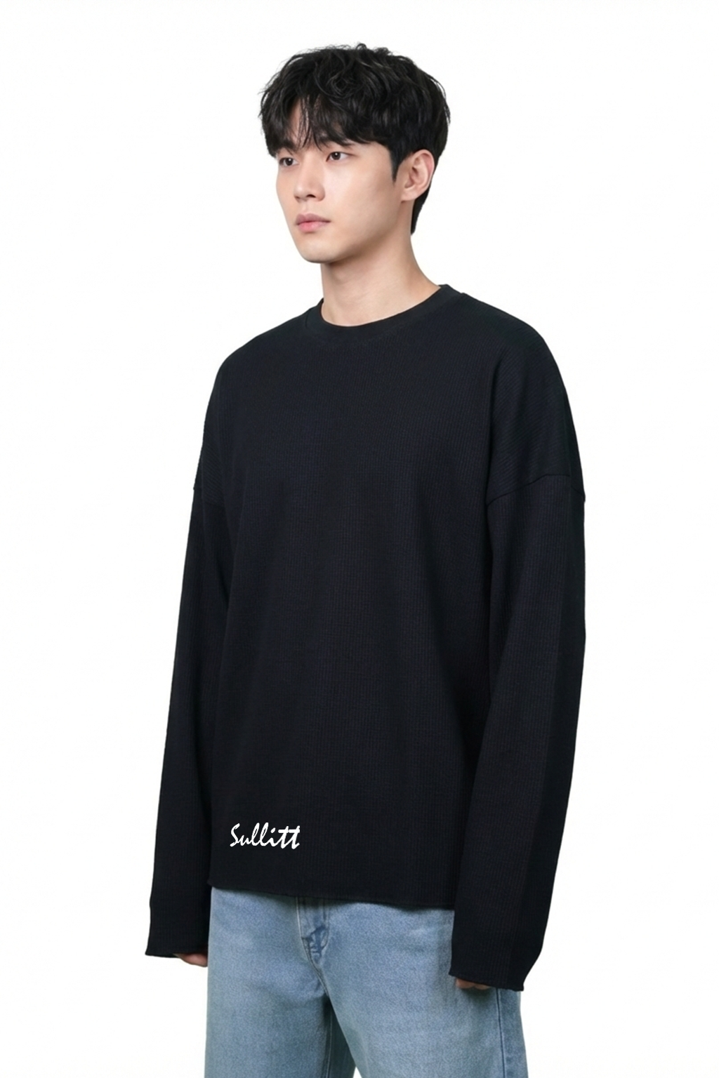SOBER STATE BLACK WAFFLE SWEATSHIRT