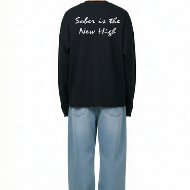 SOBER STATE BLACK WAFFLE SWEATSHIRT