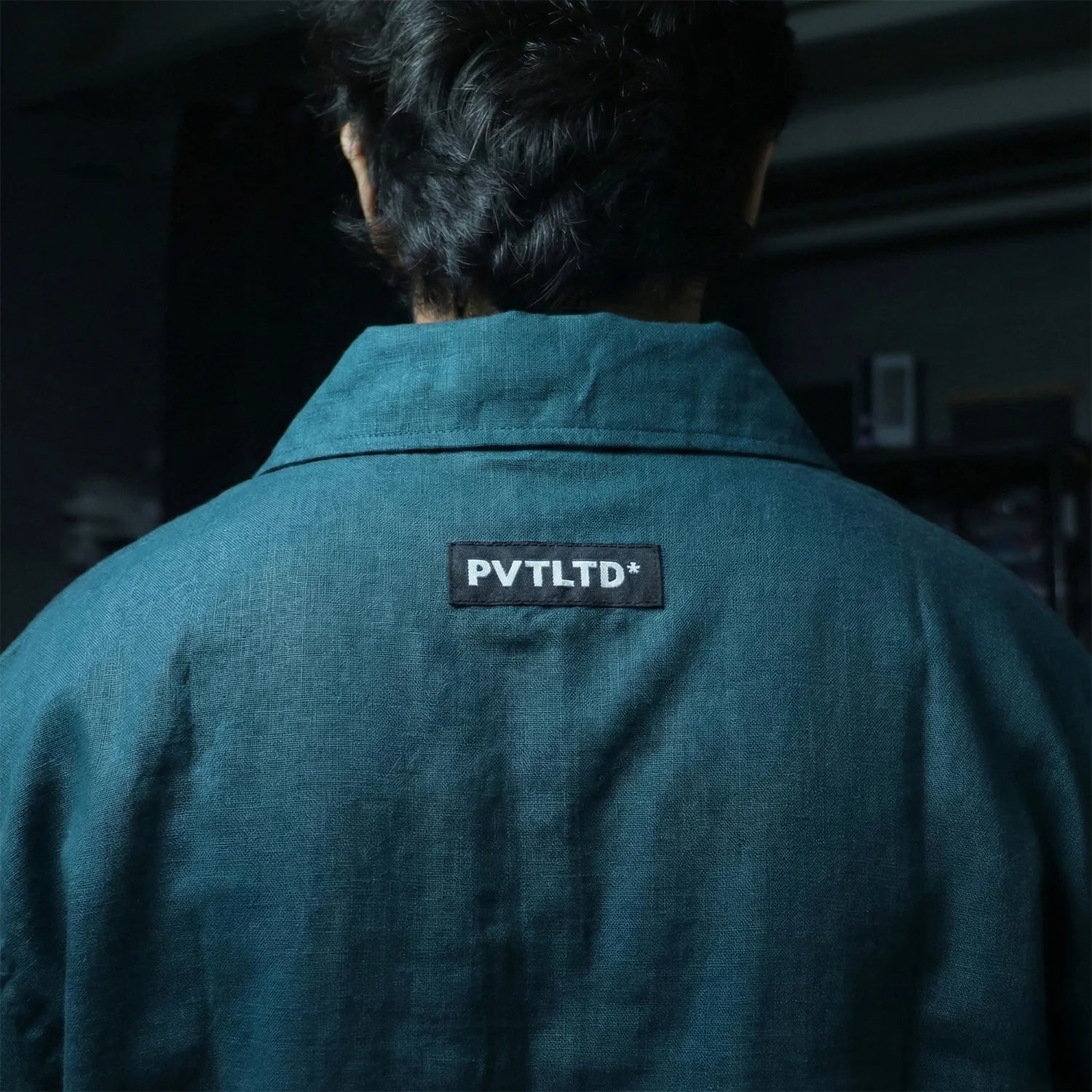 TEAL GREEN COTTON LINEN SHIRT