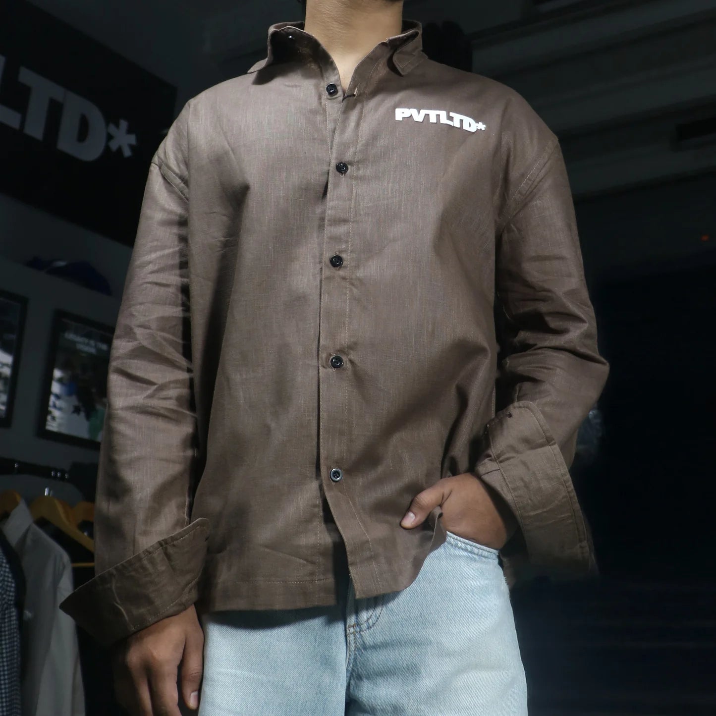 BROWN LINEN SHIRT