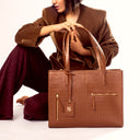 MOCHA ELEGANCE AMIRA TOTE BAG FOR 16' LAPTOPS STROKES GALLERY