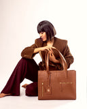 MOCHA ELEGANCE AMIRA TOTE BAG FOR 16' LAPTOPS STROKES GALLERY