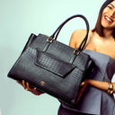 CHARCOAL CHIC GRANDE TOTE BAG FOR 17' LAPTOPS STROKES GALLERY