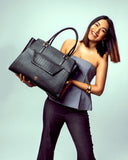 CHARCOAL CHIC GRANDE TOTE BAG FOR 17' LAPTOPS STROKES GALLERY