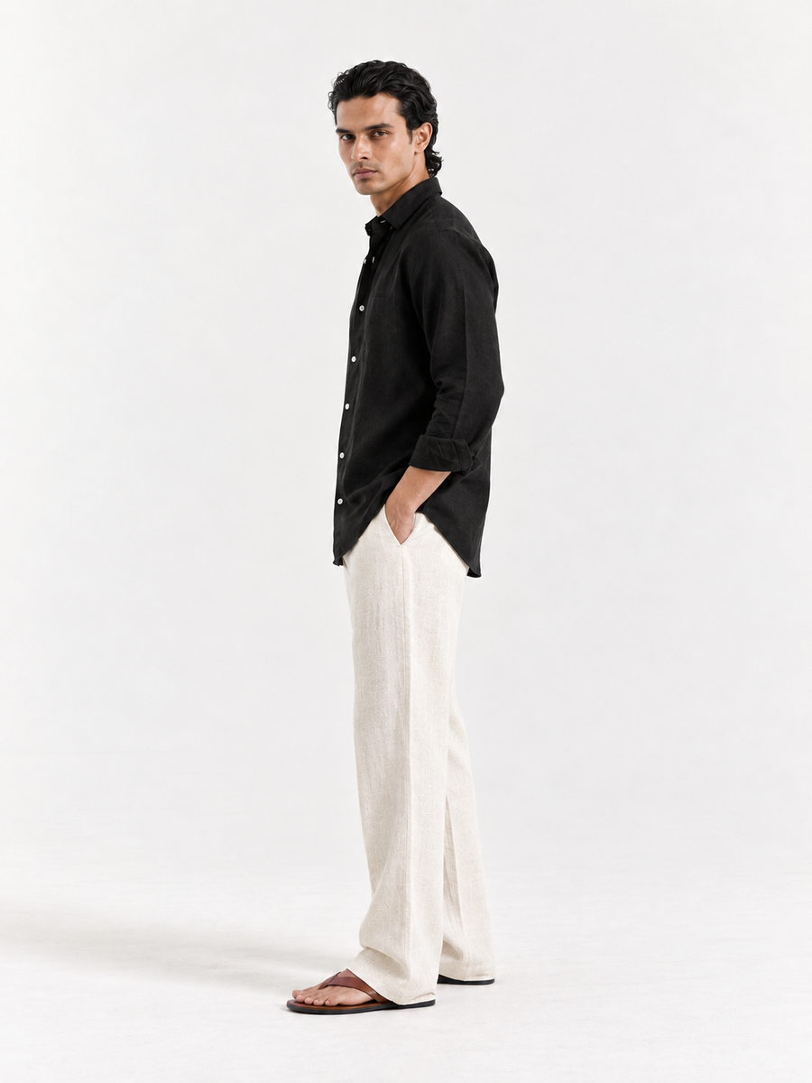 CHARCOAL BLACK IRISH LINEN SHIRT