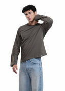 RAGLAN CROPPED TEE - GREY DRIP STUDIOS