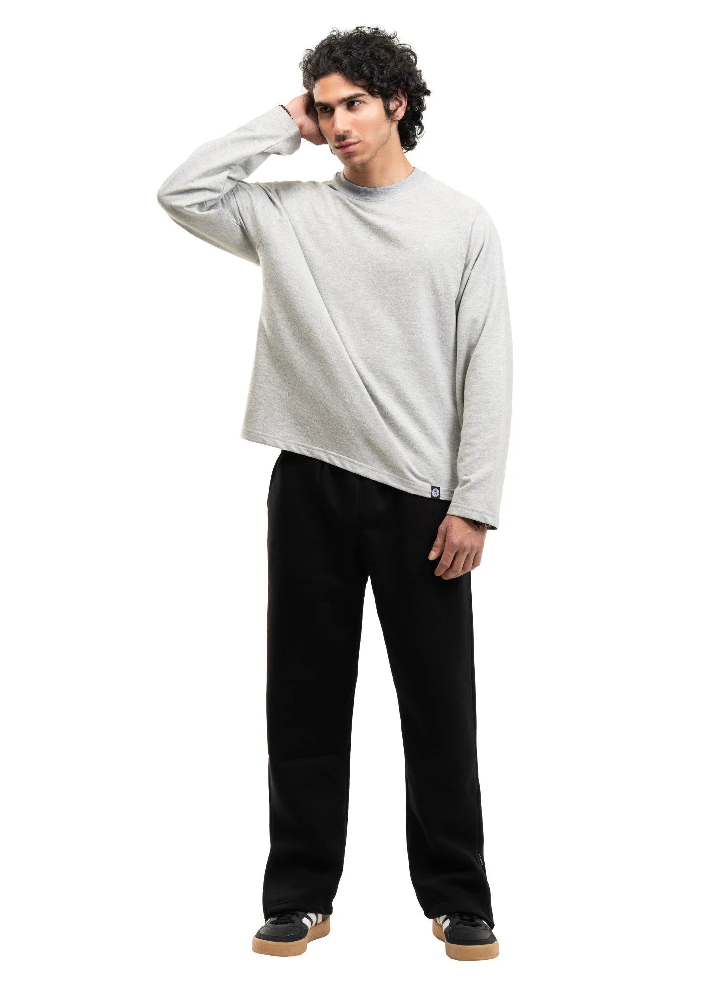 RAGLAN CROPPED TEE - MELANGE CREY