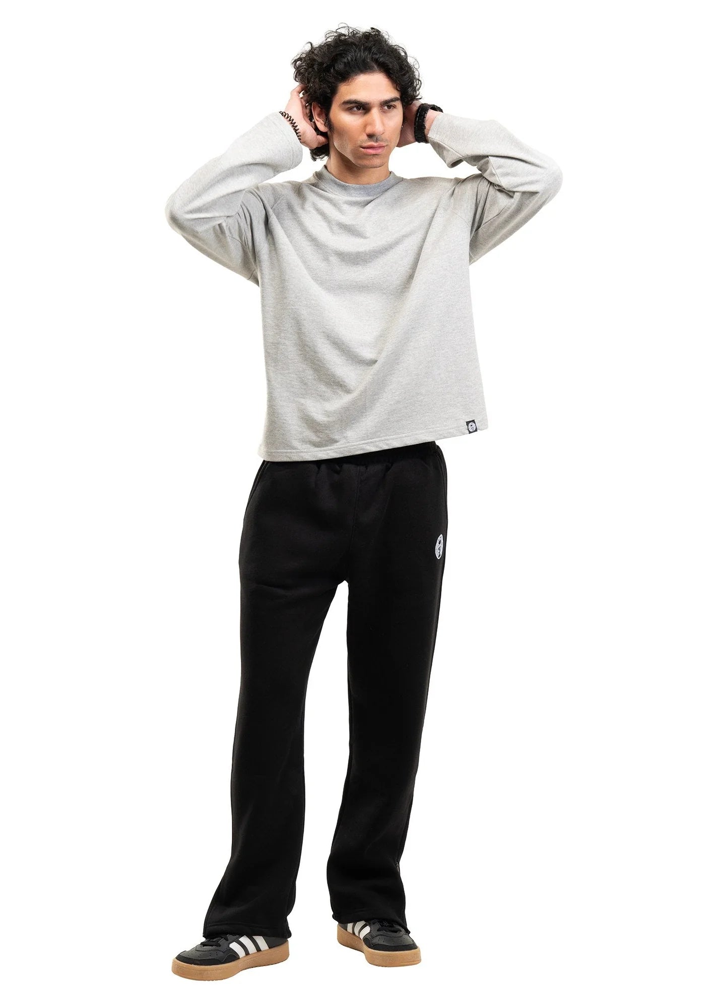 RAGLAN CROPPED TEE - MELANGE CREY