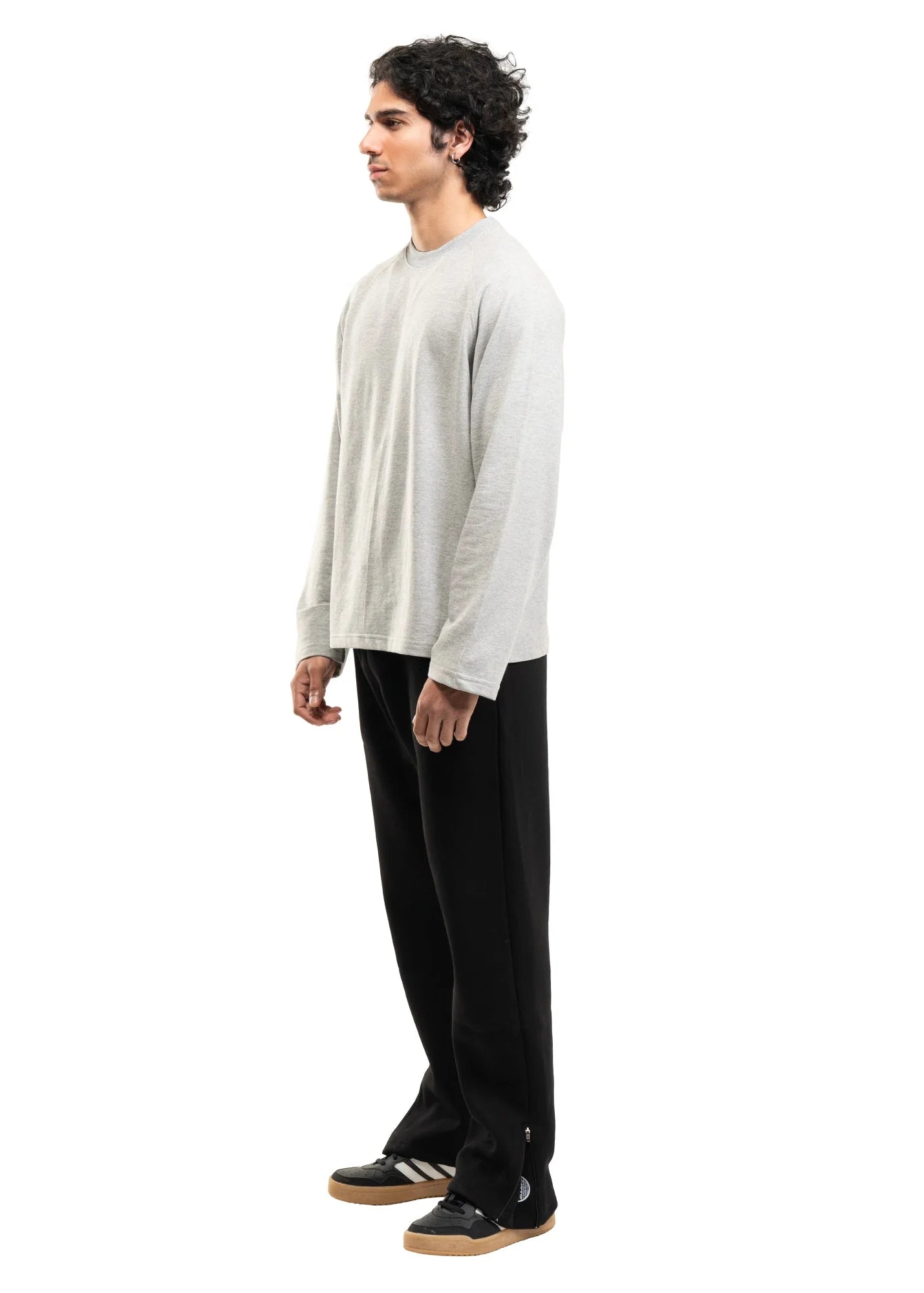 RAGLAN CROPPED TEE - MELANGE CREY