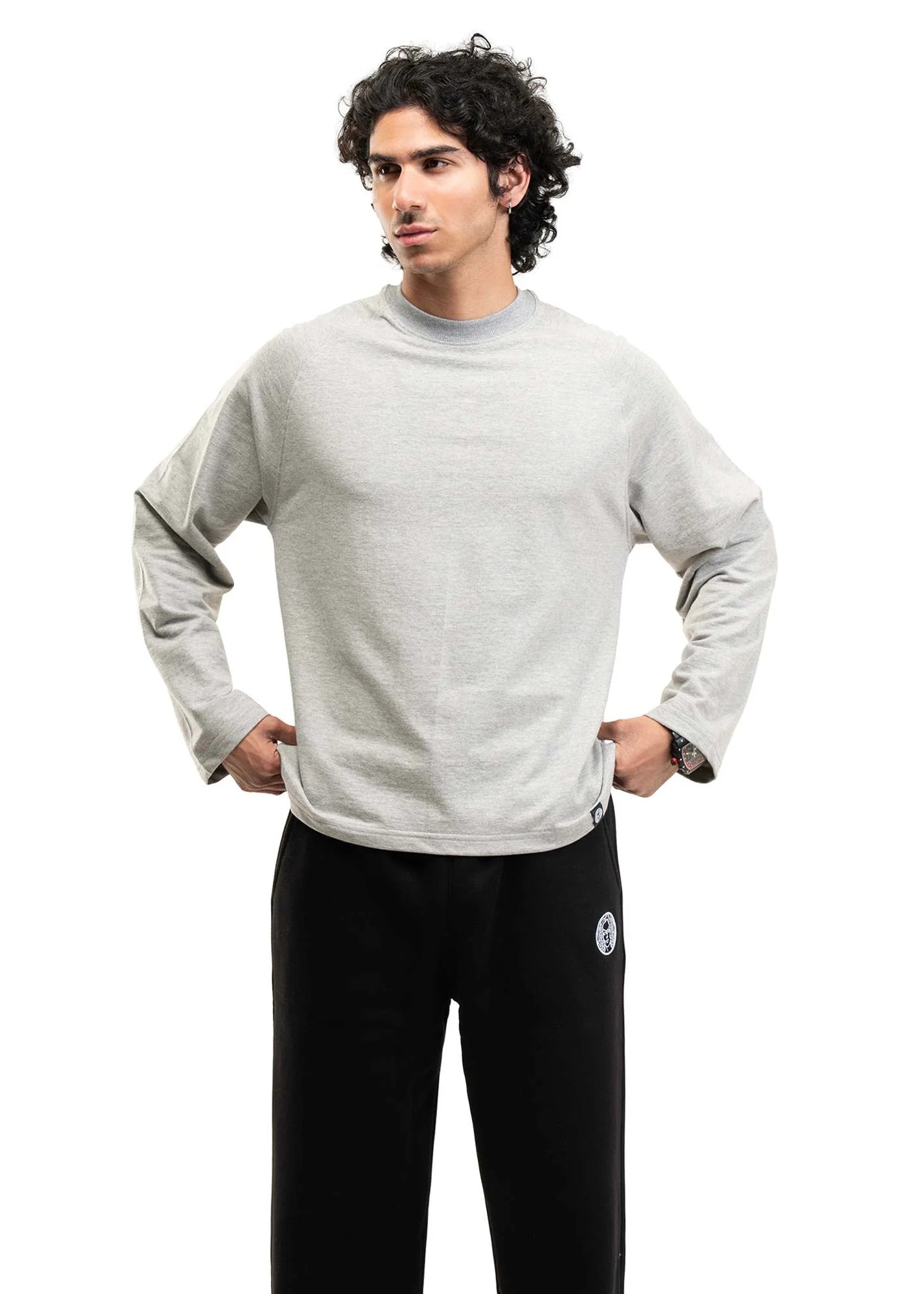 RAGLAN CROPPED TEE - MELANGE CREY