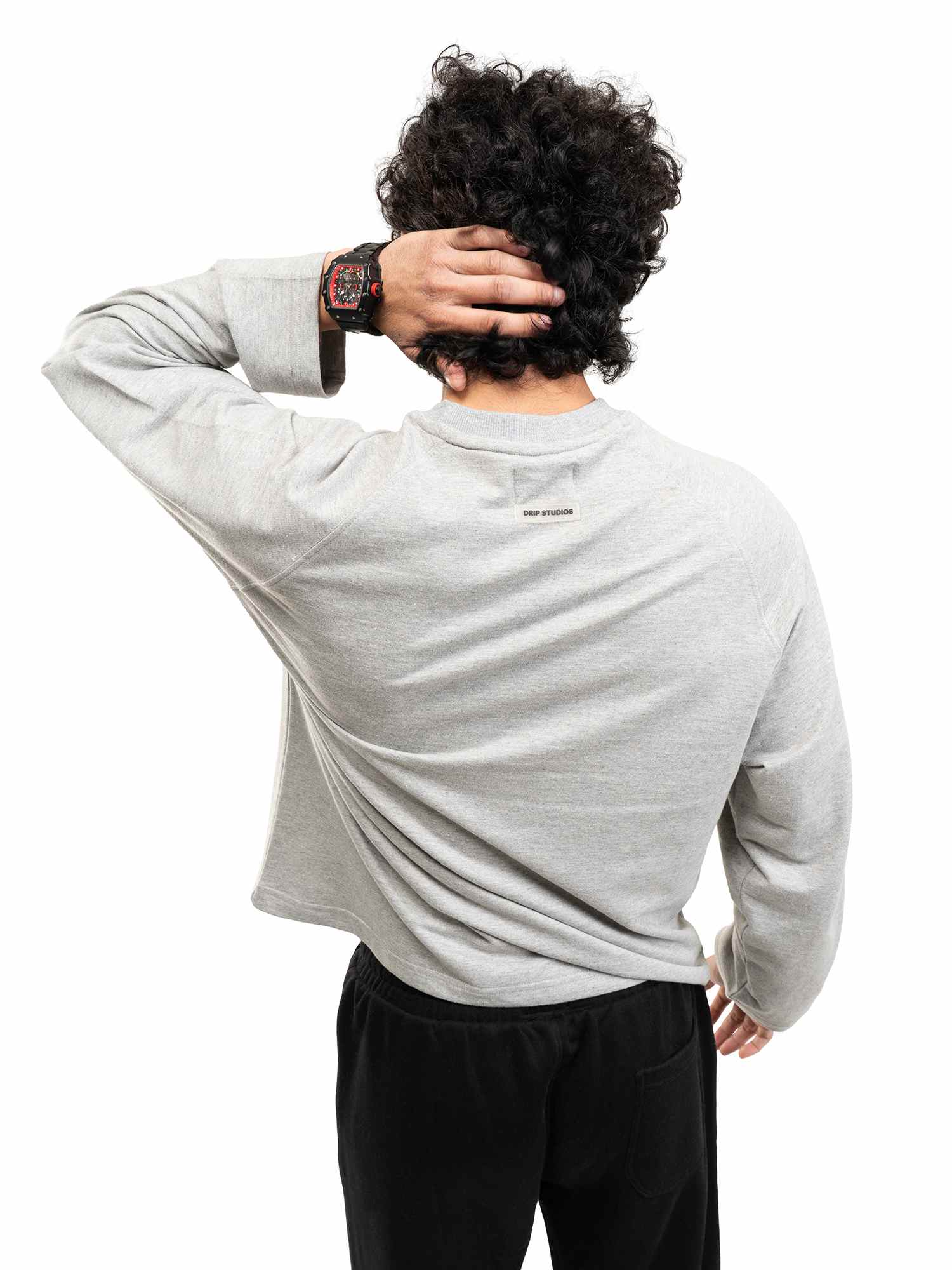 RAGLAN CROPPED TEE - MELANGE CREY