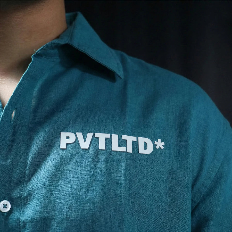 TEAL GREEN COTTON LINEN SHIRT