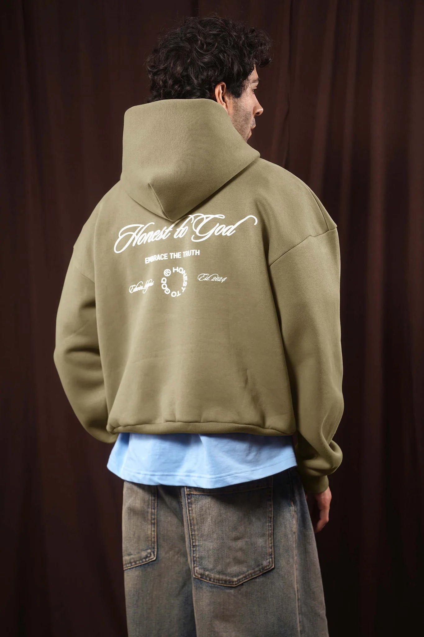 DARK TAN BOX FIT HOODIE