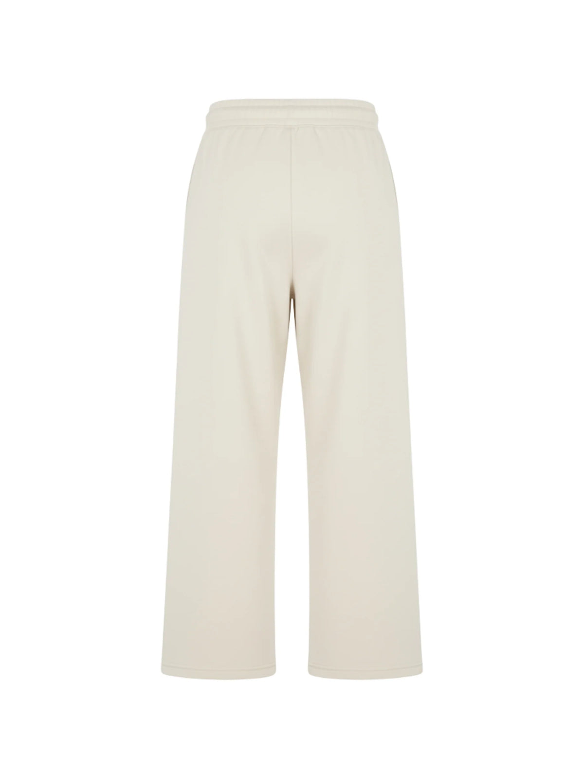 Off-white sweatpants with elastic waist and wide straight-leg fit