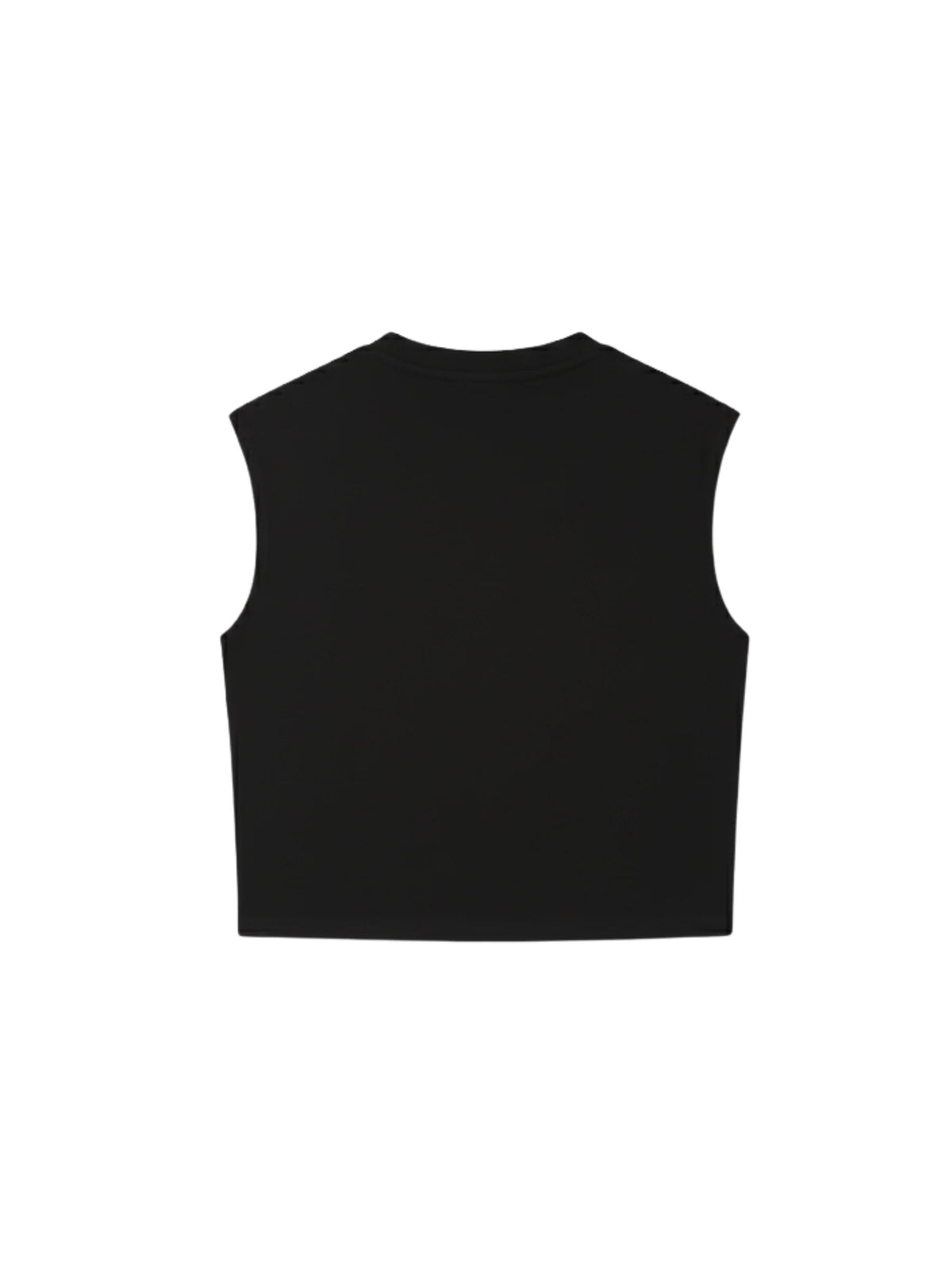 Black sleeveless crew-neck vest with straight hem