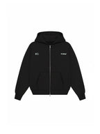 TREES AND PALMS ZIP-UP HOODIE - BLACK