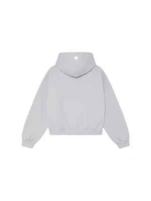 Light grey melange hoodie with adjustable hood and kangaroo pocket