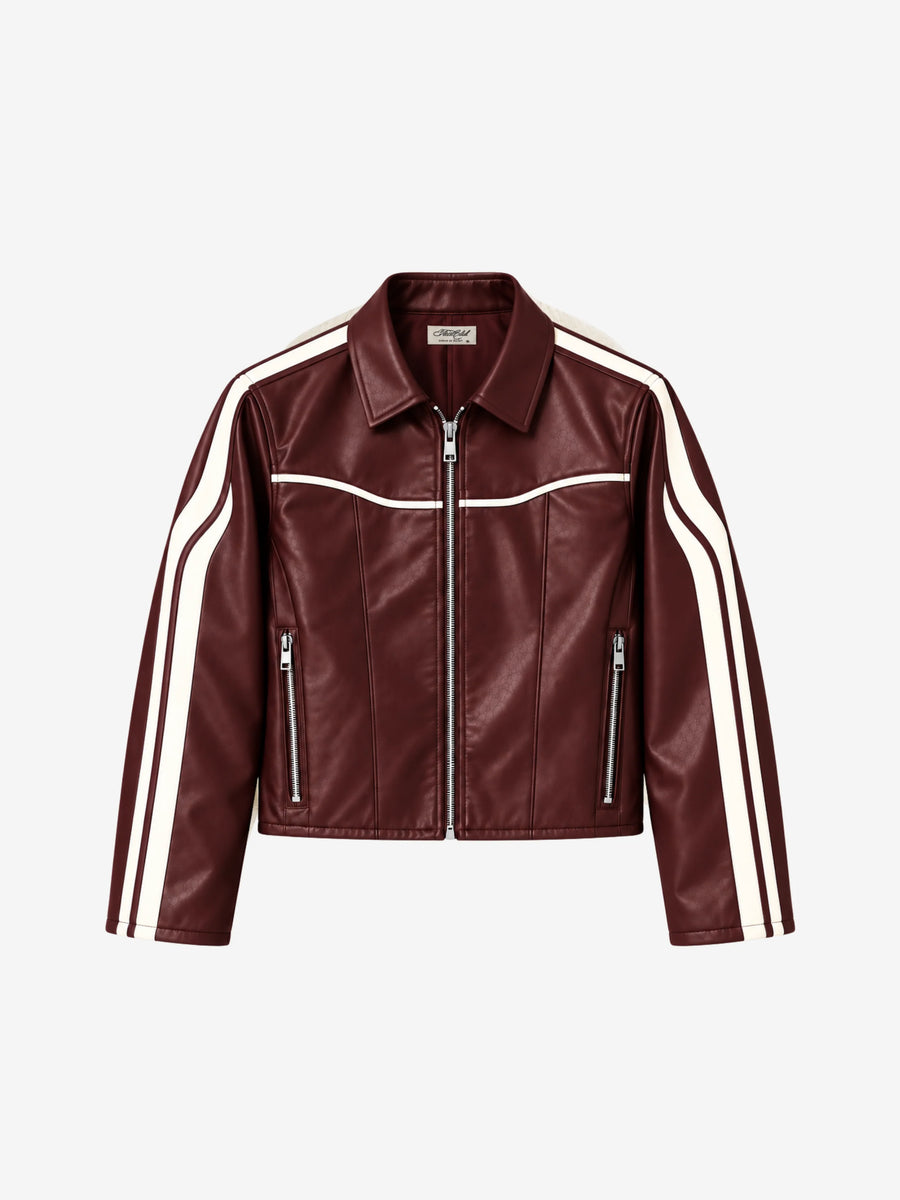 OVERTIME LEATHER JACKET IN BURGUNDY