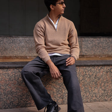 QUARTER ZIP - BEIGE