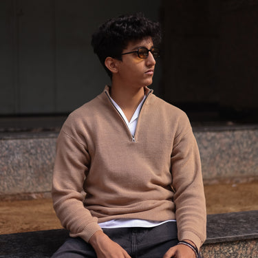QUARTER ZIP - BEIGE