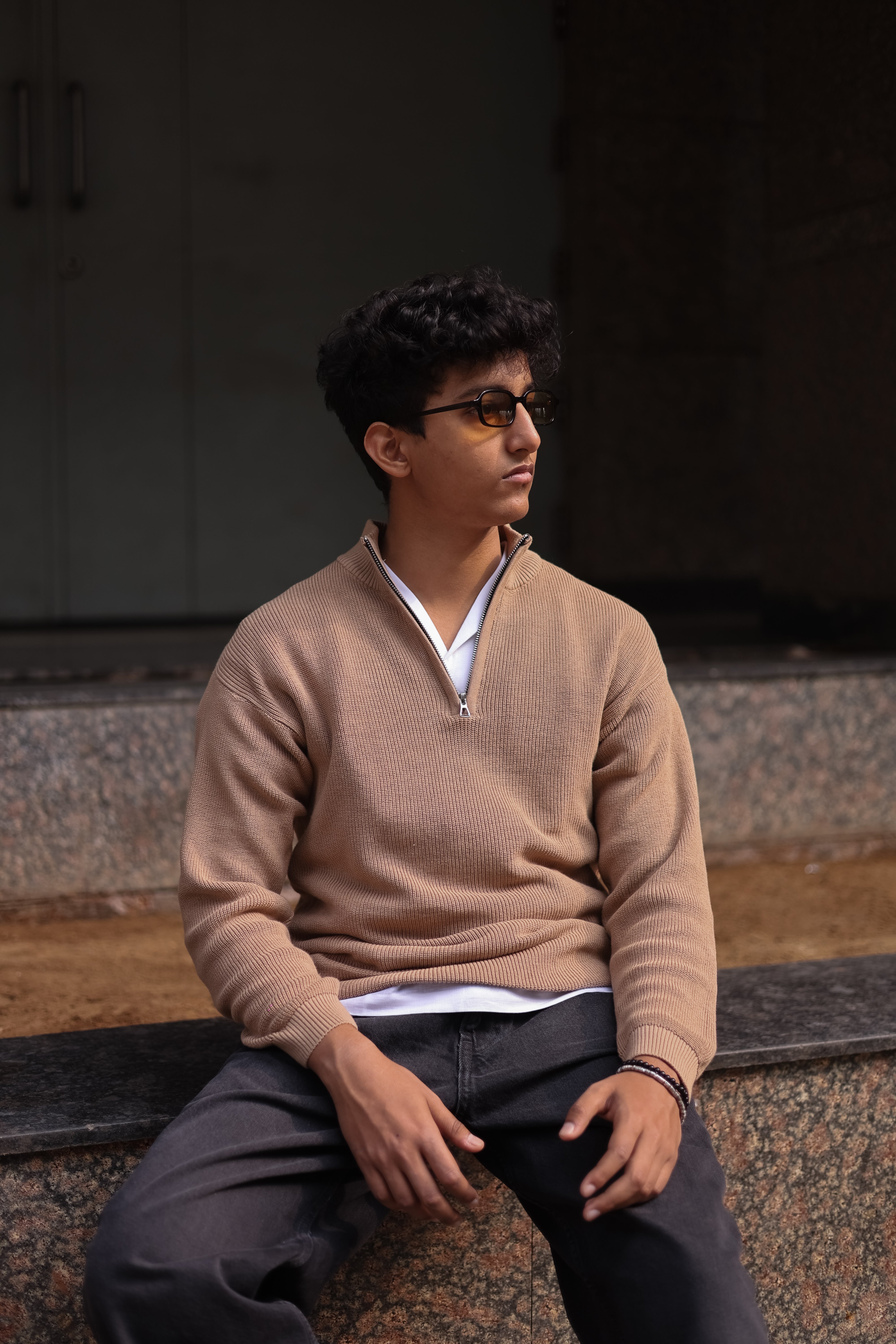 QUARTER ZIP - BEIGE