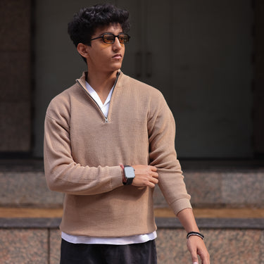 QUARTER ZIP - BEIGE
