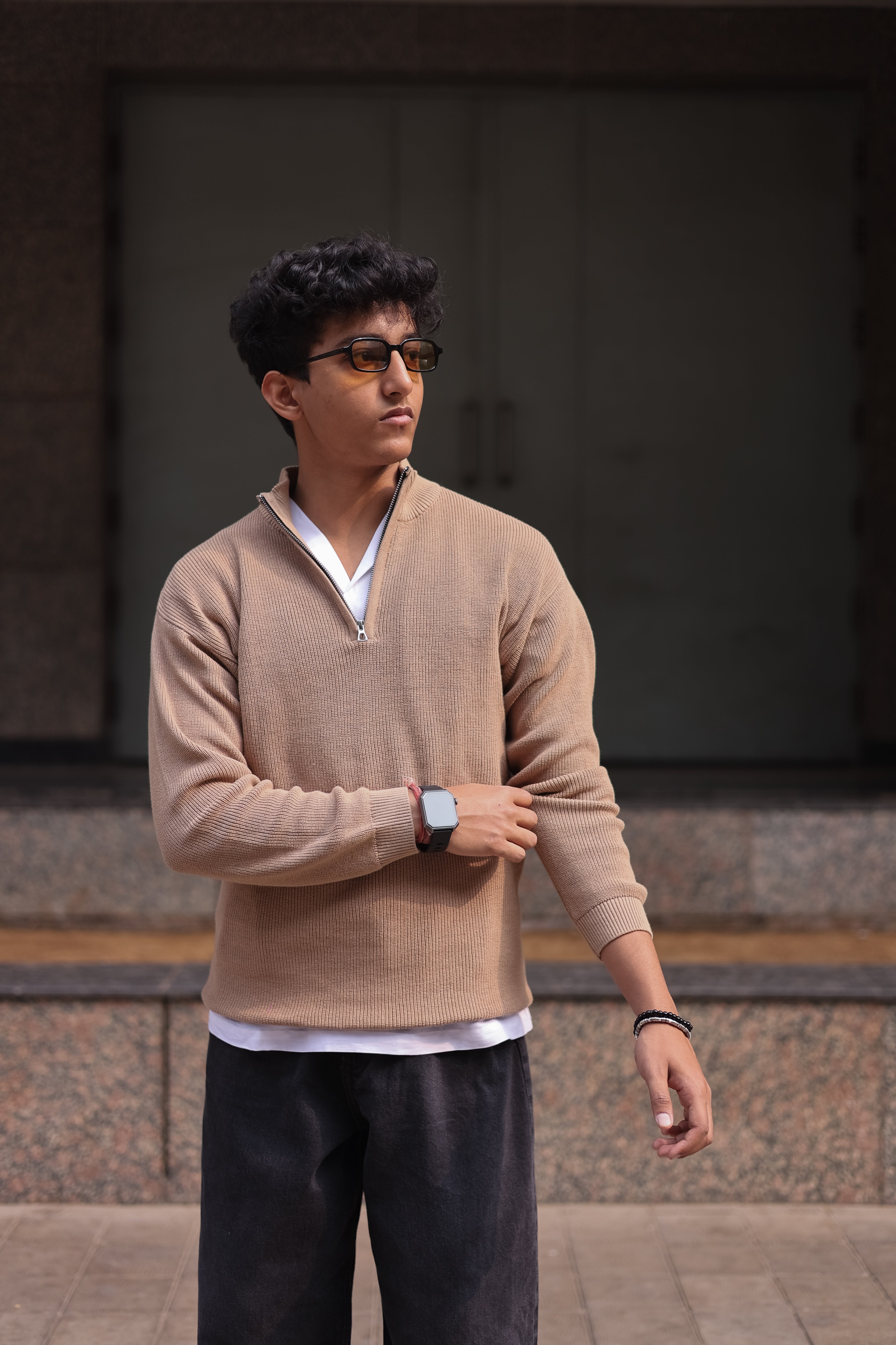 QUARTER ZIP - BEIGE