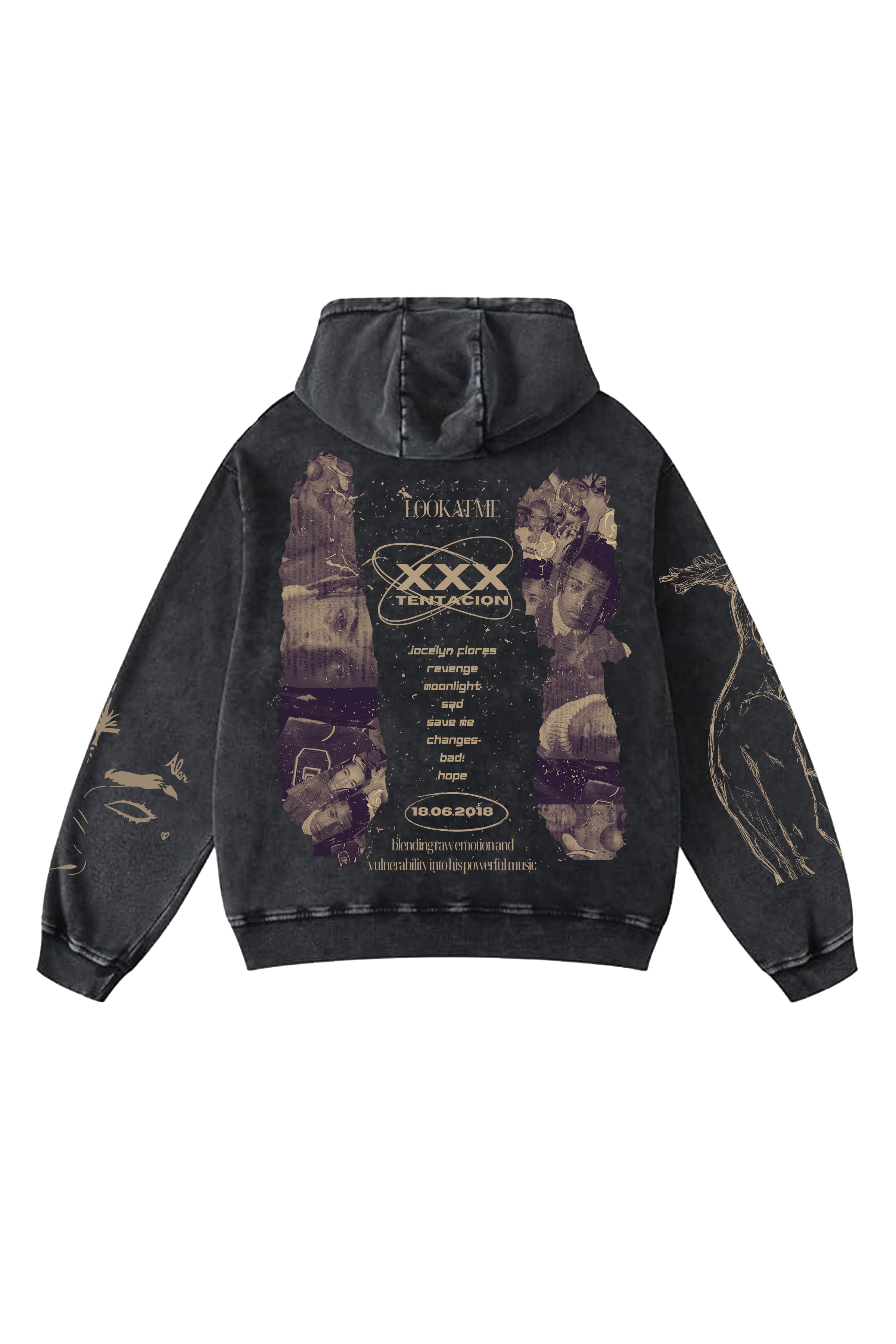 XXX TENTACION DESIGNED OVERSIZED HOODIE - VINTAGE