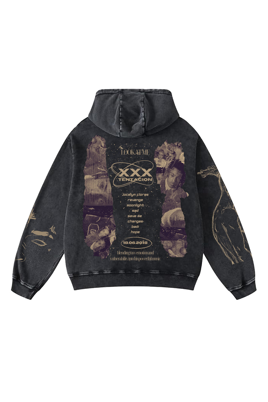 XXX TENTACION DESIGNED OVERSIZED HOODIE - VINTAGE