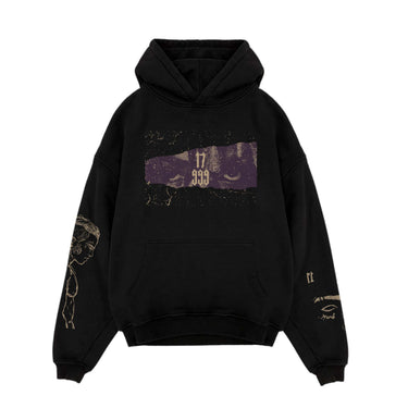XXX TENTACION DESIGNED OVERSIZED HOODIE - BLACK