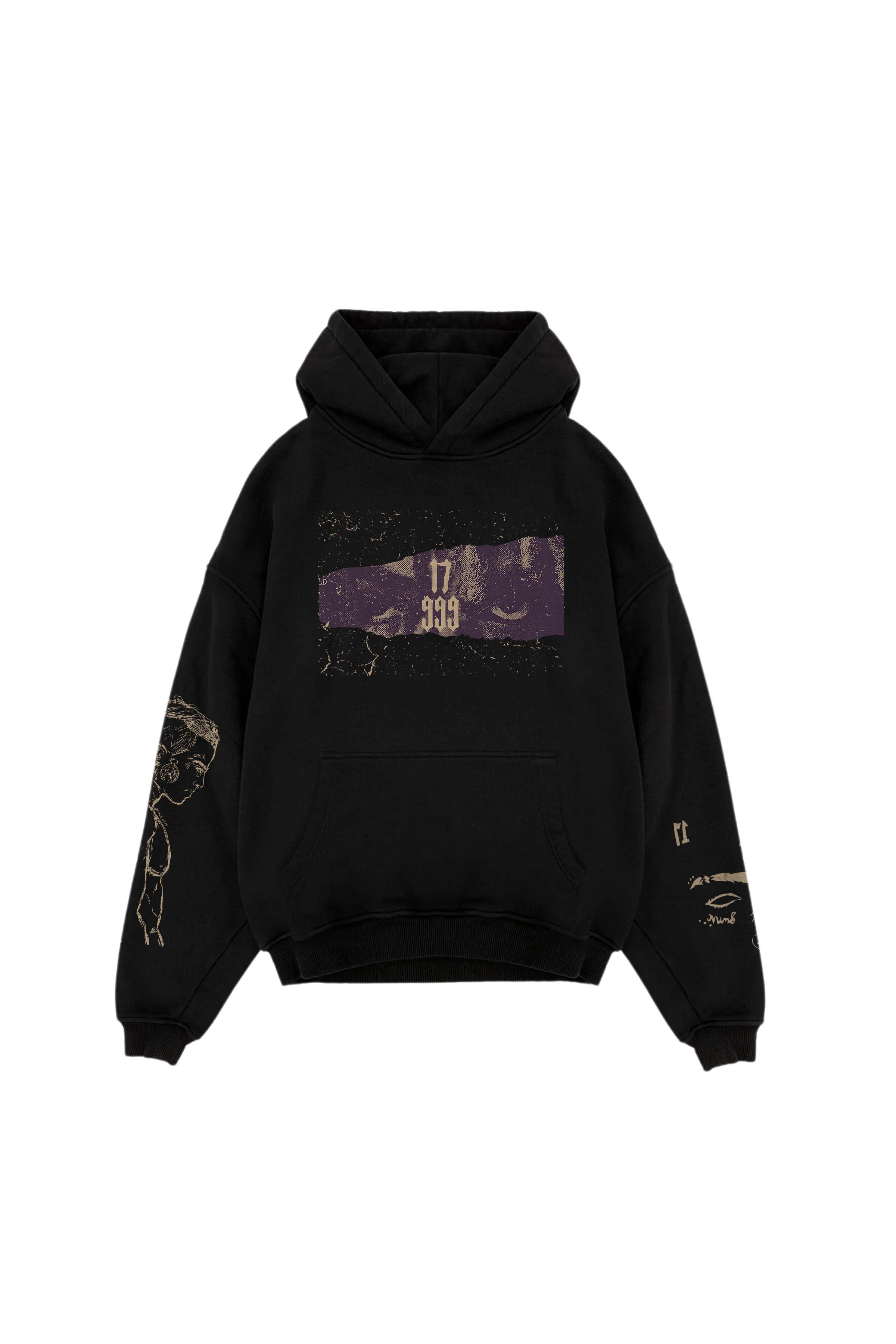 XXX TENTACION DESIGNED OVERSIZED HOODIE - BLACK