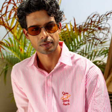 ROSE PINK SEERSUCKER STRIPPED SHIRT