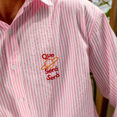 ROSE PINK SEERSUCKER STRIPPED SHIRT