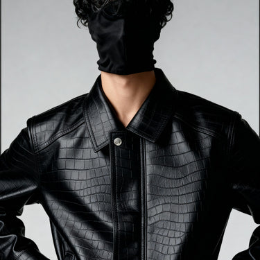 ONYX CROC LEATHER - BOMBER JACKET