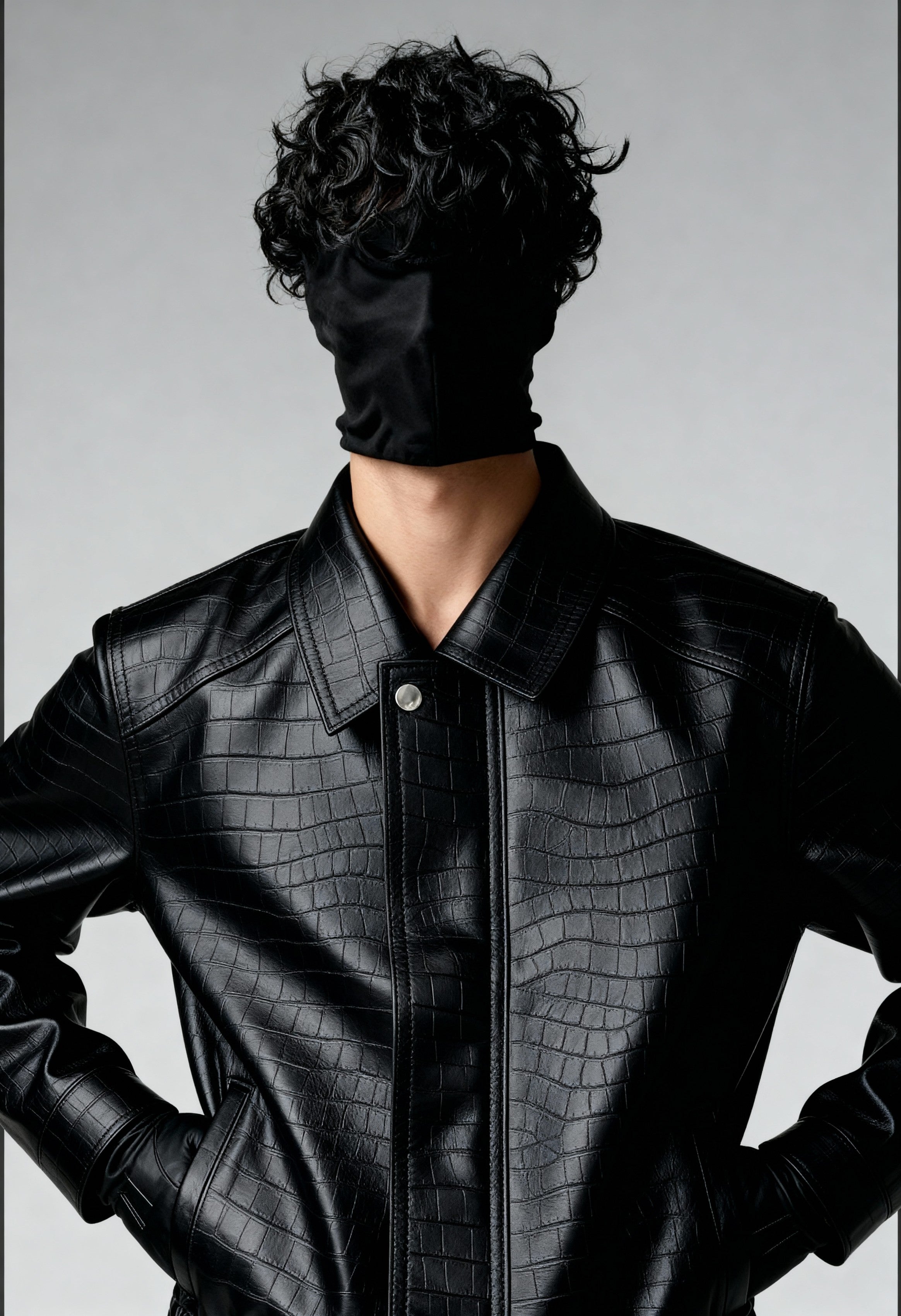 ONYX CROC LEATHER - BOMBER JACKET