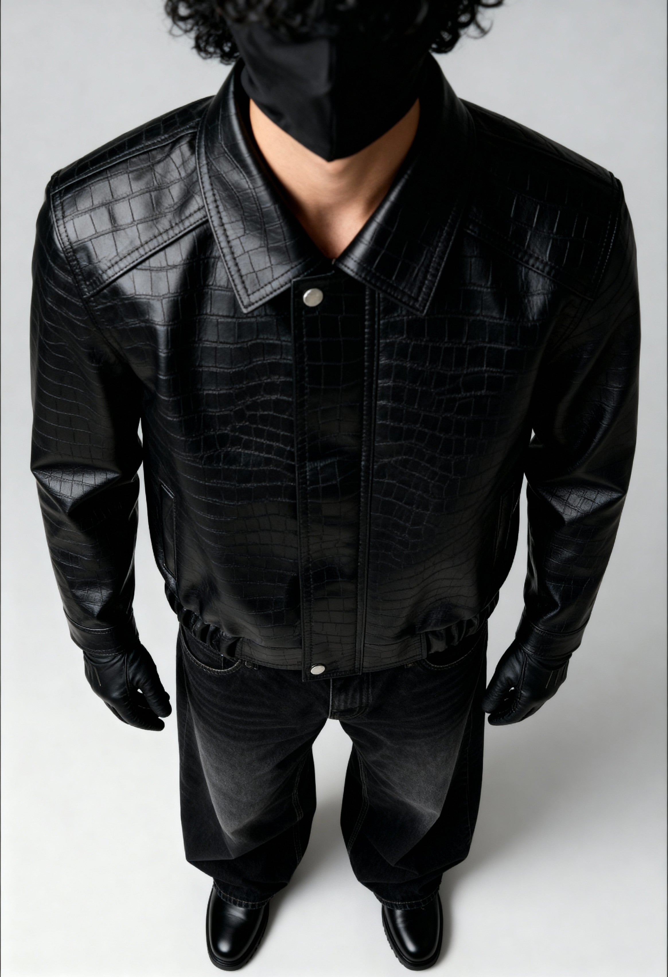 ONYX CROC LEATHER - BOMBER JACKET