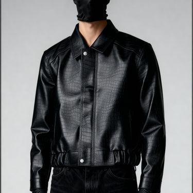 ONYX CROC LEATHER - BOMBER JACKET