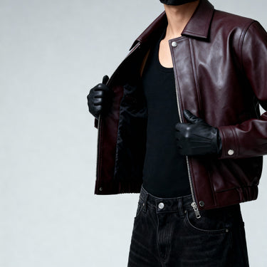 VINTAGE MOCHA LEATHER - BOMBER JACKET