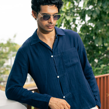 RIVIERA NAVY DOUBLE CLOTH SHIRT