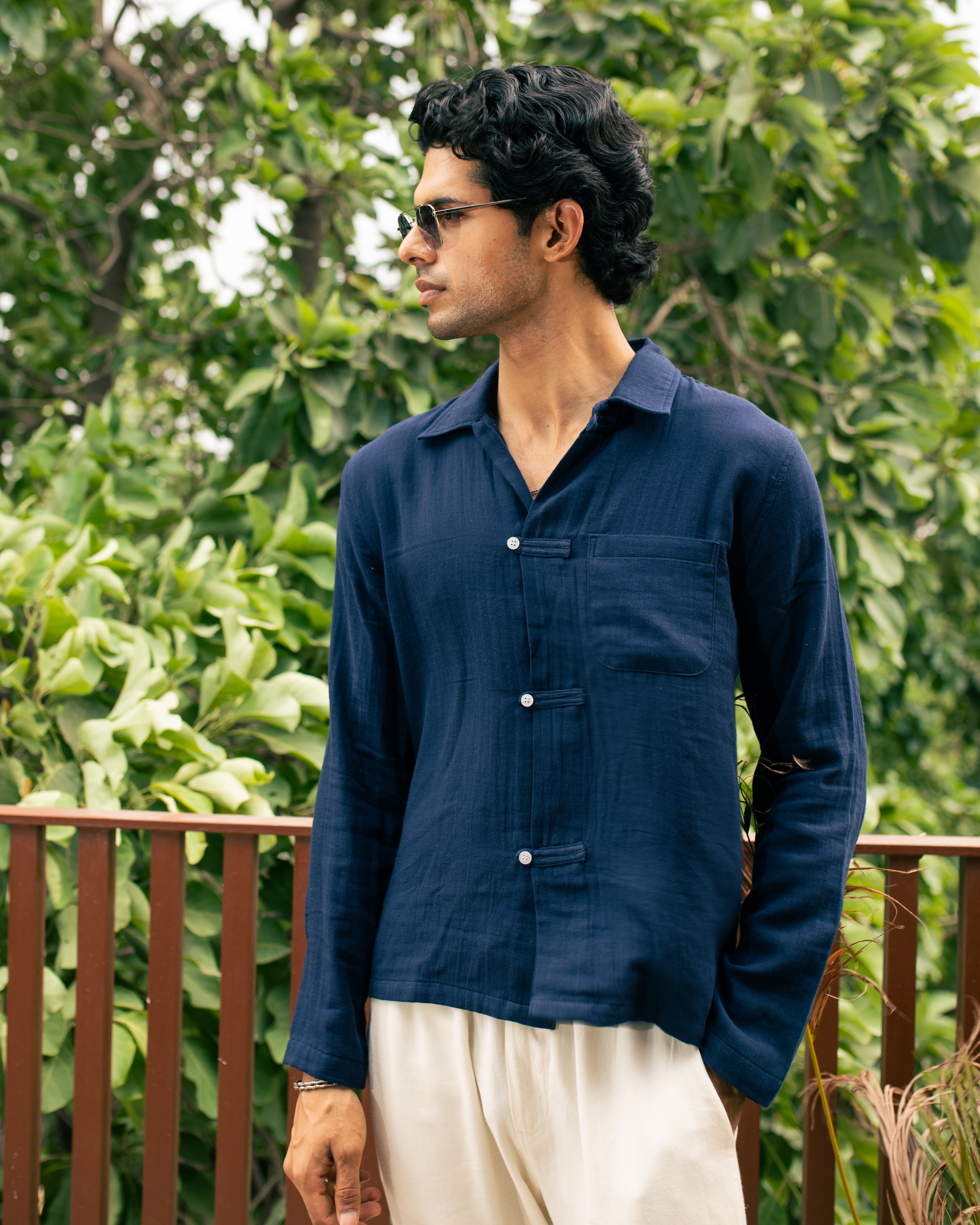 RIVIERA NAVY DOUBLE CLOTH SHIRT