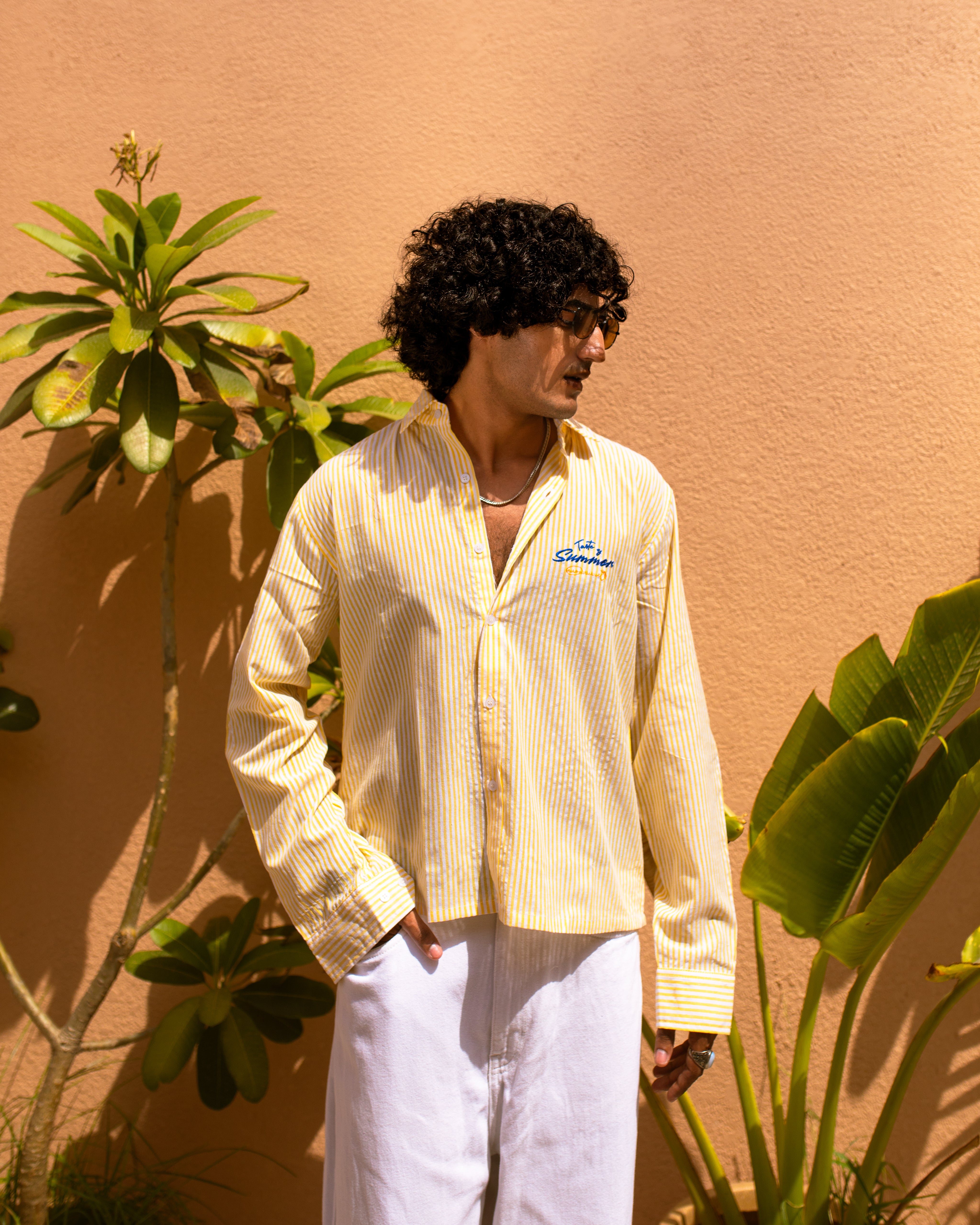 LIMONE YELLOW SEERSUCKER STRIPPED SHIRT